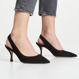 Stuart Weitzman Odette Slingbacks  in Pique Knit Black Size 7.5